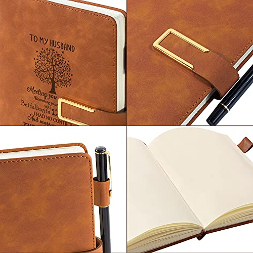 kullder Leather Journal Gift for Men Custom Notebook for Husband Personalized Journal A5 Travel Diary Vintage Leather Sketchbook Anniversary Christmas for Husband Perfect Gifts Box Set with Pen - Image 3