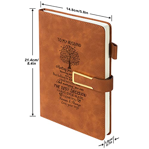 kullder Leather Journal Gift for Men Custom Notebook for Husband Personalized Journal A5 Travel Diary Vintage Leather Sketchbook Anniversary Christmas for Husband Perfect Gifts Box Set with Pen - Image 2