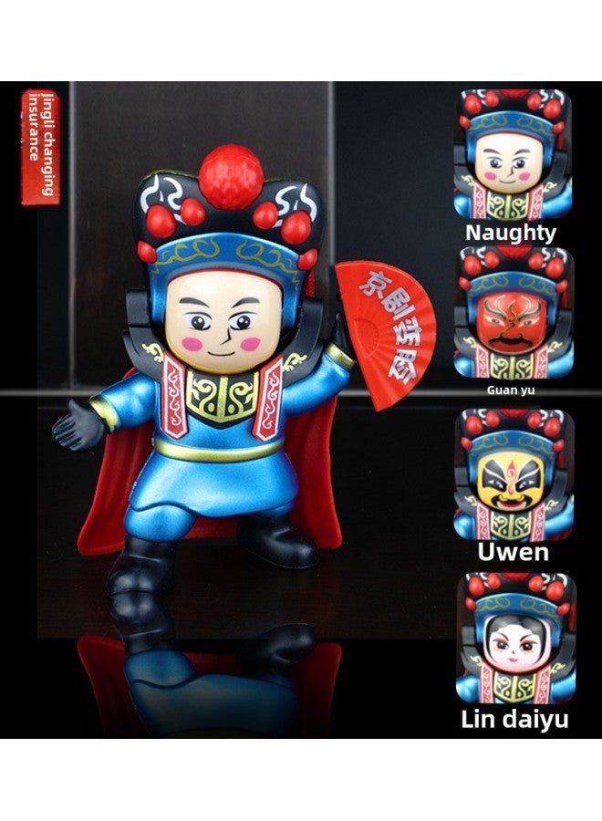 Tiktok Sichuan Opera Face-changing Doll Facial Makeup Special Decoration Doll Face-changing Tourist Souvenir Gift Direct Supply-Color:701 Blue Beijing Opera ]-Height:16cm - Image 1