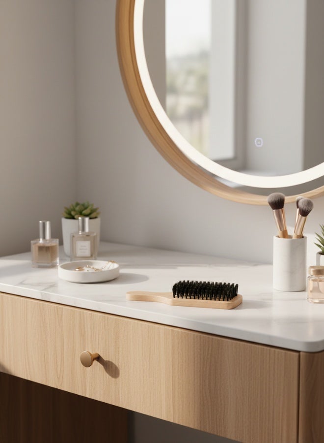 فرشاة شعر ذات شعيرات قوية للشعر الخشن والكثيف والمجعد - فرشاة لتصفيف الشعر المموج والمنساب للخلف بمقبض صغير - أداة لفك تشابك الشعر للرجال والنساء - Image 2