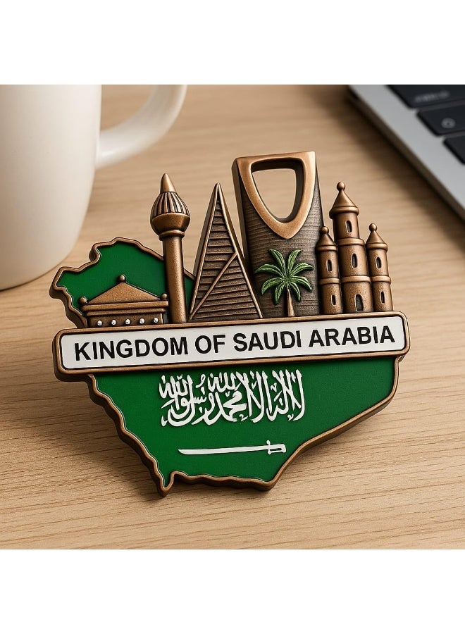 ARAB SOUVENIRS Premuim bronze Saudi Arabia Fridge Magnet – 3D Metal Souvenir & Arabic Calligraphy – Decorative Islamic Gift for Hajj, Umrah, Travel Keepsake, Kitchen Décor & Cultural Collectors, Souvenir - Image 2
