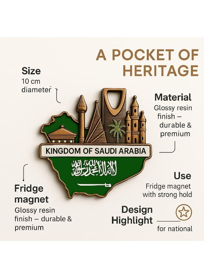 ARAB SOUVENIRS Premuim bronze Saudi Arabia Fridge Magnet – 3D Metal Souvenir & Arabic Calligraphy – Decorative Islamic Gift for Hajj, Umrah, Travel Keepsake, Kitchen Décor & Cultural Collectors, Souvenir - Image 5