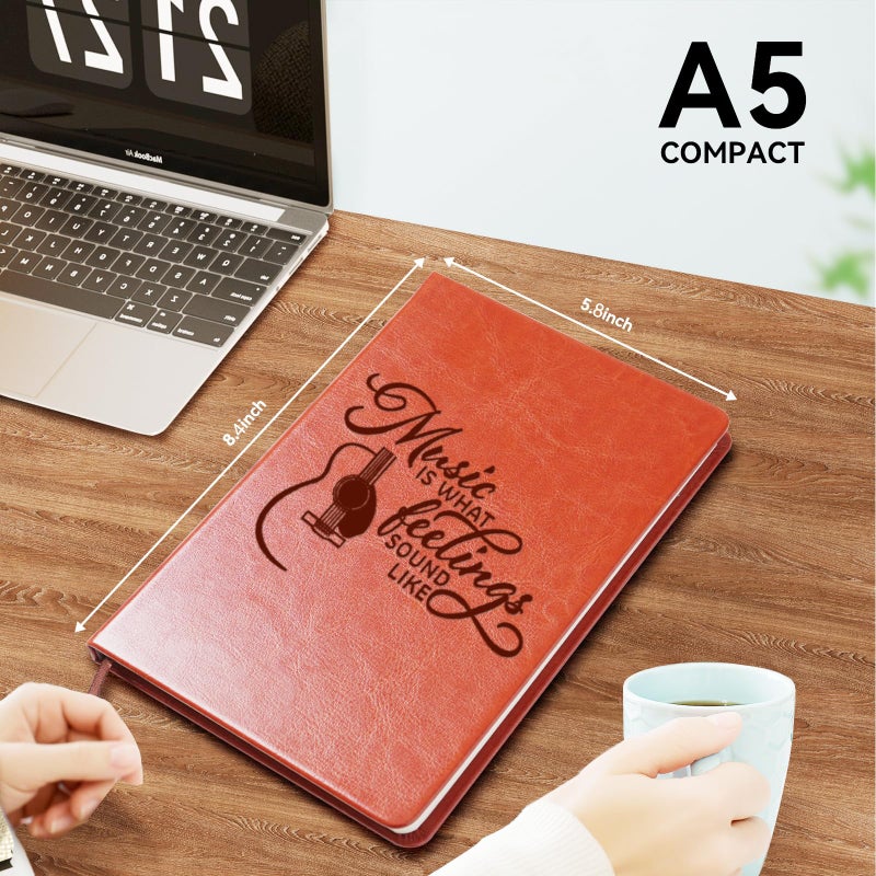 LBWCER Music is What Feelings Sound Like Leather Journal Notebook Music Teacher Gift Musical Note Charm Leather Journal Notebook Gift (Music) - Image 2