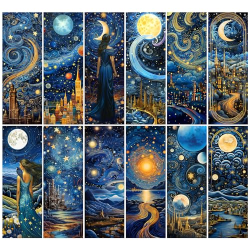 Anseal 12 PCS Celestial Bookmark, Bookmarks for Book Lovers, Bulk Bookmarks for Men, Unique Book Mark for Reading for Boys, Girls, Students, Classroom Gifts, School Prize, Reading Present - Image 1