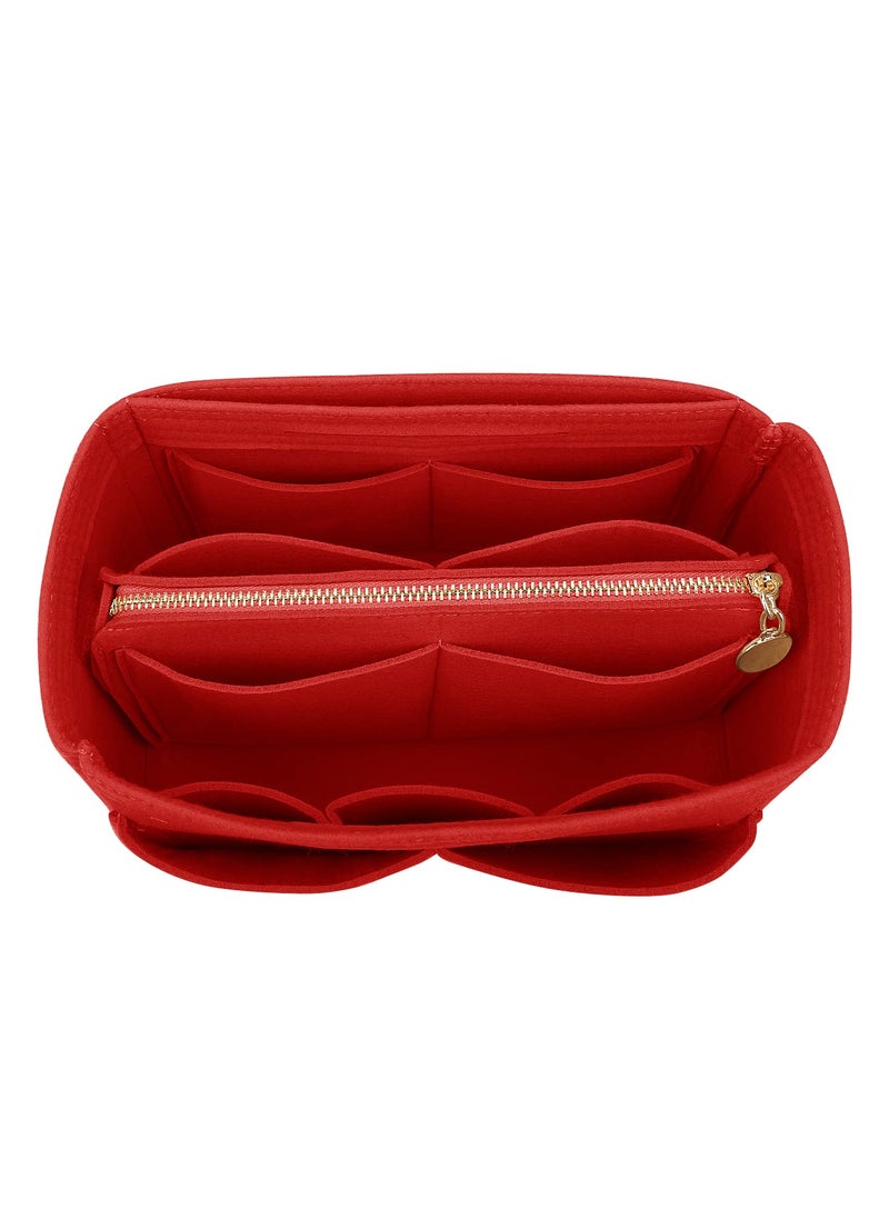 LEXSION Felt Purse Bag Organizer Insert with zipper Bag Tote Shaper Fit Speedy Neverful PM MM 8021 Red M - Image 1