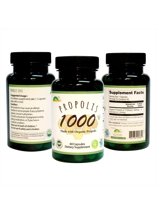 greenbow بروبوليس 1000 ملغ_غير معدل وراثيًا مصنوع من بروبوليس عضوي_60 كبسولة_كبسولات نباتية - Image 5