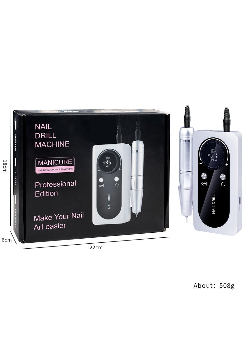 GUDOO Rechargeable 45000RPM Nail Drill Portable Nail Drill Machine Electric Nail E File Manicure Drill Set High Speed Nail Tools for Nail Salon Silver - Image 2