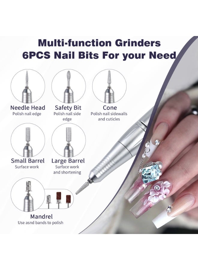 GUDOO Rechargeable 45000RPM Nail Drill Portable Nail Drill Machine Electric Nail E File Manicure Drill Set High Speed Nail Tools for Nail Salon Silver - Image 4