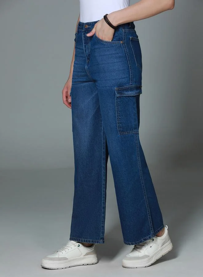 HIGH STAR High Rise Clean Look Cargo Style Jeans by Styli