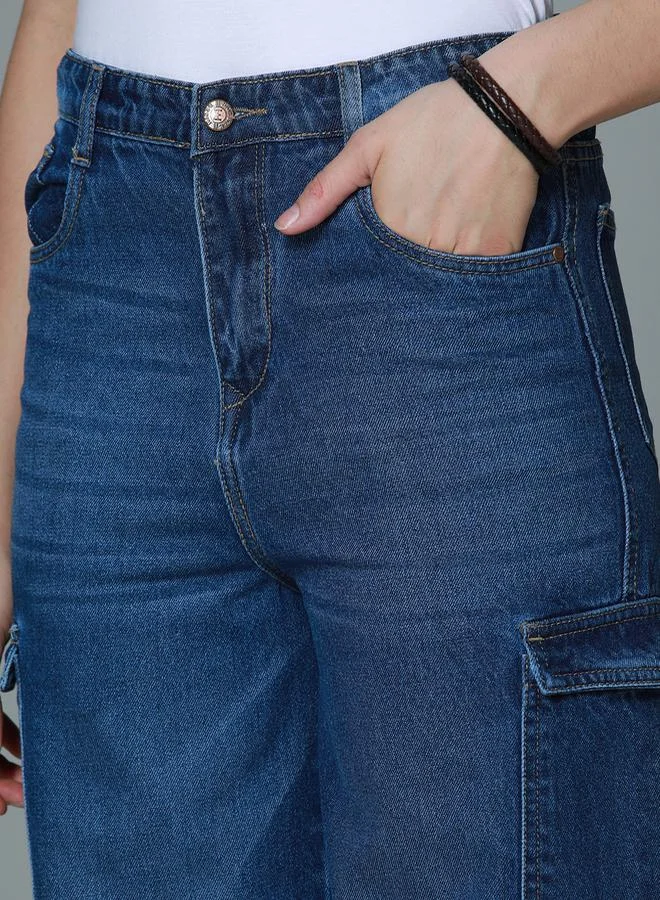 HIGH STAR High Rise Clean Look Cargo Style Jeans by Styli