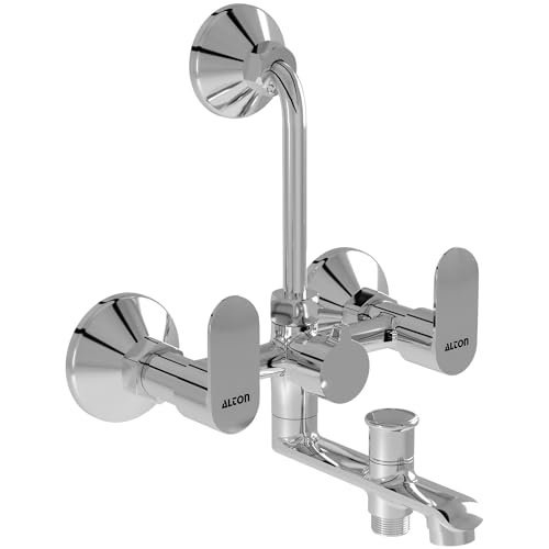 ALTON AXN9490 Brass 3-IN-1 Wall Mixer With Provision For Over Head Shower and Hand Shower with190mm Long Bend Pipe (Chrome) - Image 1