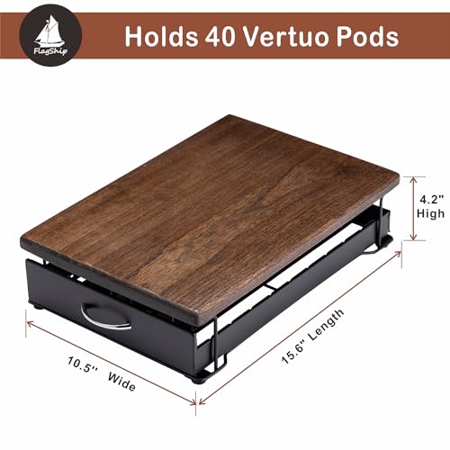 FlagShip for Nespresso Pod Drawer Vertuo Pod holder Coffee Pod Organizer Modern Style And Coffee Machine Stand Wood Top40 Pods Capacity - Image 3