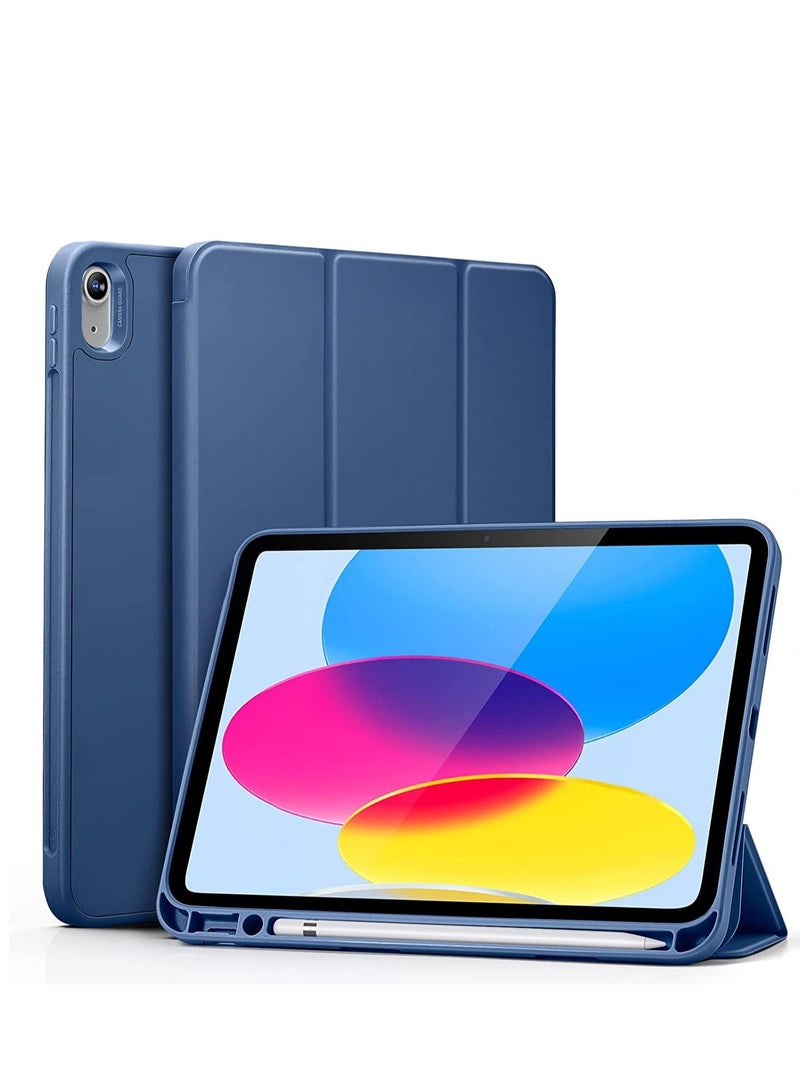 جينيكست حامل ذكي واقٍ ناعم من البولي يوريثان الحراري ثلاثي الطي مع غطاء حامل قلم رصاص لجهاز iPad 10th Generation 10.9 Inch (2022) - Image 1