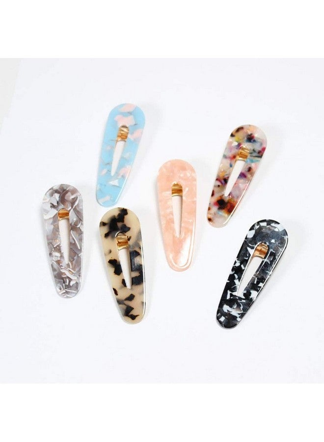 Fodattm مجموعة من 6 مشابك شعر بتصميم رخامى مشبك دك بيل مشبك شعر للنساء نمط الفهد تمساح مشابك شعر للغرة مشبك جانبي (A#) - Image 2