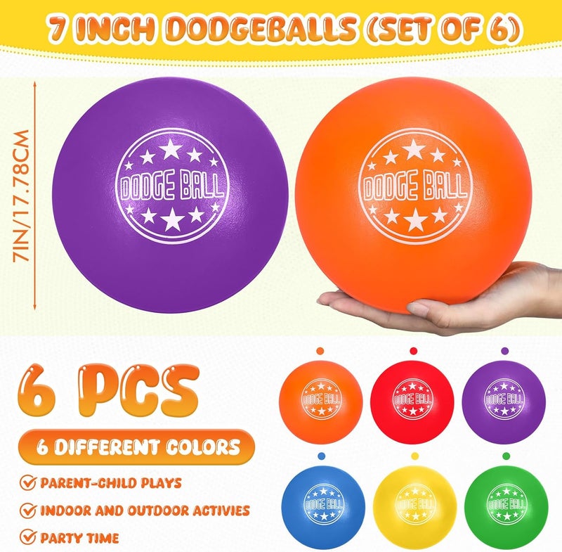 Jerify 6 Pcs Foam Dodgeball Set 7 Inch Soft Skin Playground Dodgeballs Bulk, Low Density Foam for Non Sting Dodgeball Sports Equipment for Kids and Adults - Image 2