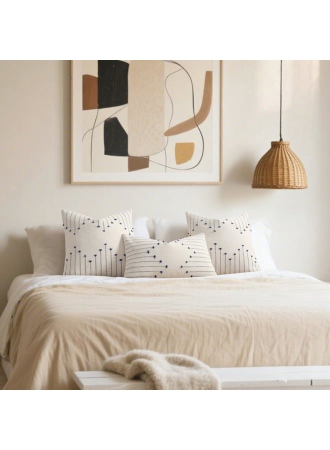 YCOLL Pillow Cover 20x20 Set of 2 Neutral Woven Decorative Throw Pillows for Couch Bed Living Room Cotton Tufted Couch Pillows Modern Farmhouse Accent Pillows Boho Home Decor, Navy Blue - Image 5