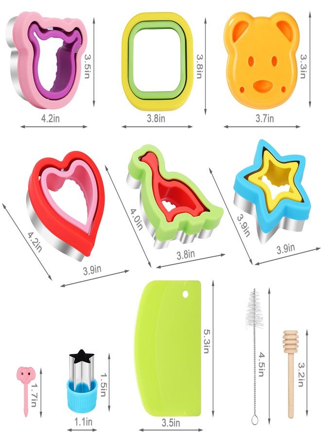 CokiArt 27Pcs Sandwich Cutter and Sealer Set，5pcs Bread Sandwich Sealer Decruster Maker,1pcs Bear-Shaped Silicone Mould and 8pcs mini Vegetable Cutters and 12pcs Ancillary Accessories - Image 2