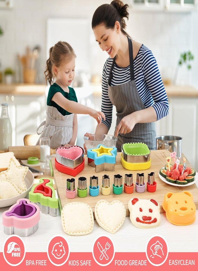 CokiArt 27Pcs Sandwich Cutter and Sealer Set，5pcs Bread Sandwich Sealer Decruster Maker,1pcs Bear-Shaped Silicone Mould and 8pcs mini Vegetable Cutters and 12pcs Ancillary Accessories - Image 3