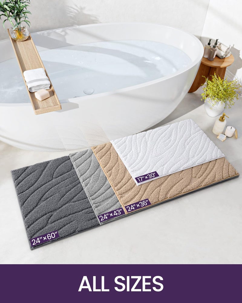 DEXI Bathroom Rugs 17""x30""  Extra Soft Absorbent Bath Rugs  Non Slip Bath Mats for Bathroom Floor  Machine Washable Rugs for Shower Floor  Dark Grey - Image 1