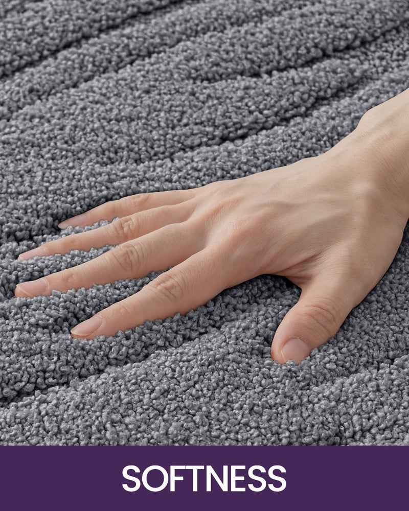 DEXI Bathroom Rugs 17""x30""  Extra Soft Absorbent Bath Rugs  Non Slip Bath Mats for Bathroom Floor  Machine Washable Rugs for Shower Floor  Dark Grey - Image 2