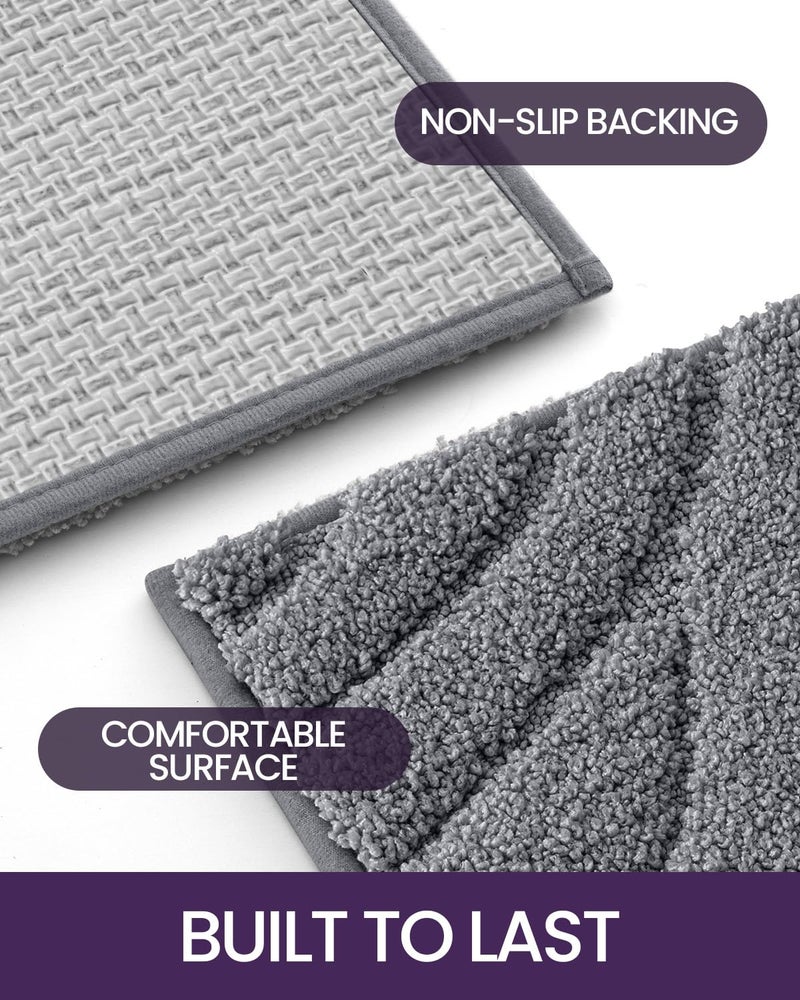 DEXI Bathroom Rugs 17""x30""  Extra Soft Absorbent Bath Rugs  Non Slip Bath Mats for Bathroom Floor  Machine Washable Rugs for Shower Floor  Dark Grey - Image 4