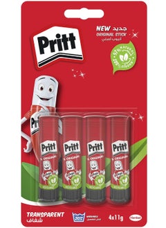 Pritt Pritt Glue Stick, Safe & Child-Friendly Craft Glue For Arts & Crafts Activities, Strong-Hold Adhesive For School & Office Supplies, 4X11G Pritt Stick  - Image 1