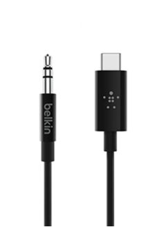 belkin RockStar USB-C to 3.5mm Aux Cable | 6-Ft Long Audio Cable, PVC Jacket with Aluminum Heads, Heavy Duty, for iPhone 15, Samsung Galaxy S23, Z Fold, iPad, MacBook, Pixel, more - Black  - Image 1