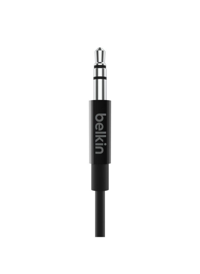 belkin كابل RockStar USB-C إلى Aux مقاس 3.5 مم | كابل صوت بطول 6 أقدام، غلاف من البولي فينيل كلوريد مع رؤوس من الألومنيوم، شديد التحمل، لهاتف iPhone 15، وSamsung Galaxy S23، وZ Fold، وiPad، وMacBook، وPixel، والمزيد - أسود  - Image 4
