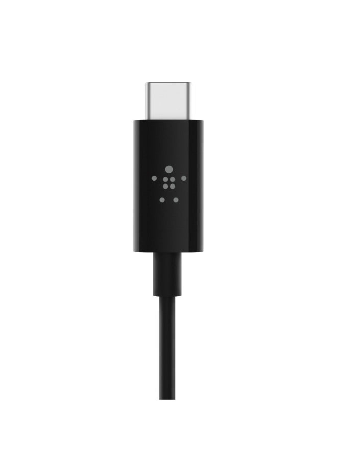 belkin كابل RockStar USB-C إلى Aux مقاس 3.5 مم | كابل صوت بطول 6 أقدام، غلاف من البولي فينيل كلوريد مع رؤوس من الألومنيوم، شديد التحمل، لهاتف iPhone 15، وSamsung Galaxy S23، وZ Fold، وiPad، وMacBook، وPixel، والمزيد - أسود  - Image 5