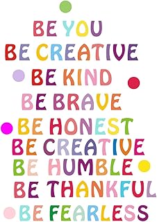 Easma ملصق حائط إلهامي إسمى كن لطيفًا ملصق حائط كن أنت اقتباسات قوس قزح lettering تحفيزي اقتباس كن ممتنًا، كن - Image 1