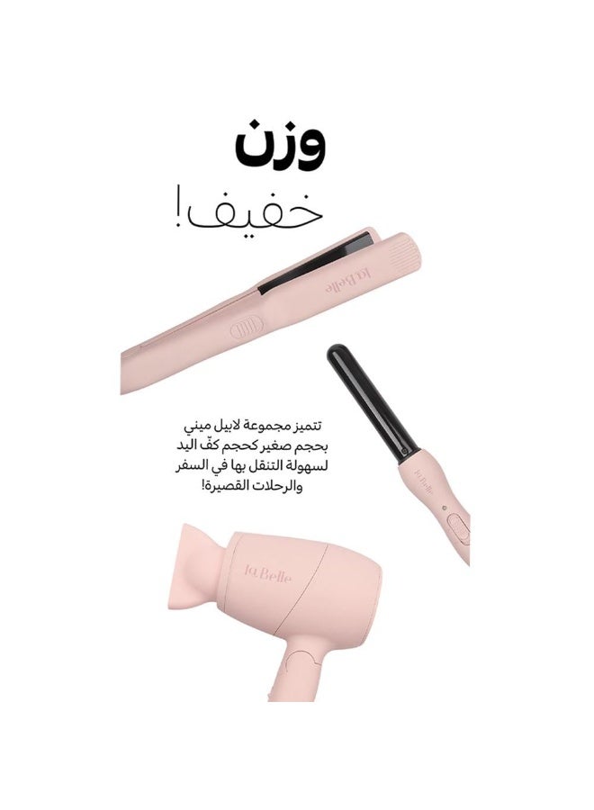 لابيل مجموعة تصفيف الشعر ميني الوردي - 3 قطع - Image 3