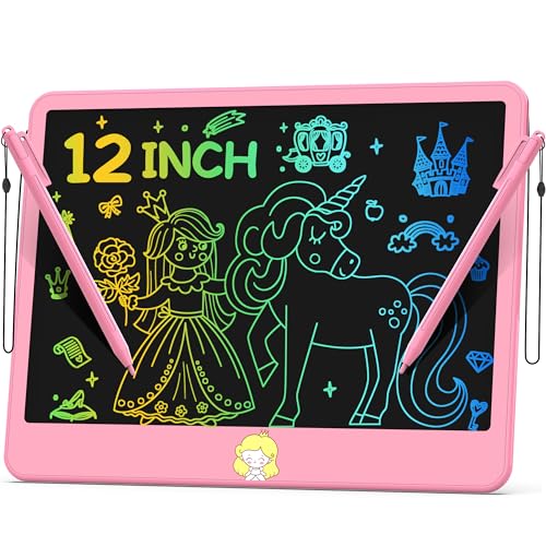 Hockvill LCD Writing Tablet 12 Inch Toys for Boys Girls Drawing Pad for 3 4 5 6 7 Year Old Kids Toys Toddler Erasable Doodle Board Travel Essentials Christmas Birthday Gift for Kids Pink - Image 1