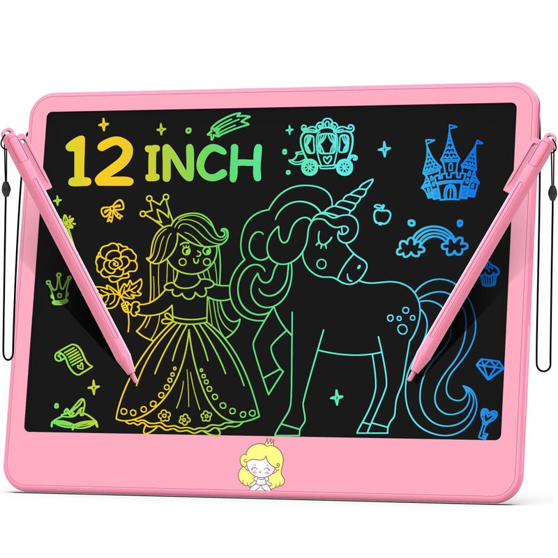Hockvill LCD Writing Tablet 12 Inch Toys for Boys Girls Drawing Pad for 3 4 5 6 7 Year Old Kids Toys Toddler Erasable Doodle Board Travel Essentials Christmas Birthday Gift for Kids Pink - Image 4