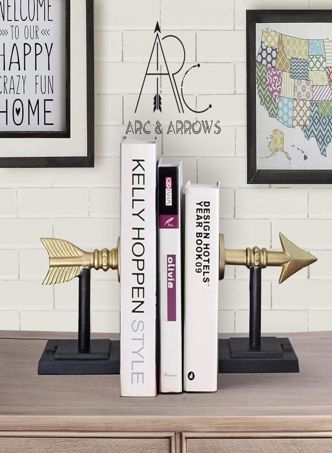 ARC & ARROWS فواصل كتب معدنية كبيرة على شكل أسهم ذهبية من آرك آند آروز | تصميم ثقيل وزخرفي، بنمط ريفي وفريد من نوعه، مثالي لرفوف الكتب أو منظمات الكتب - Image 3