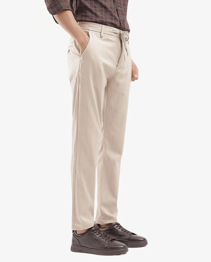 Rare Rabbit Men's Striped Drawstring Closure Trouser