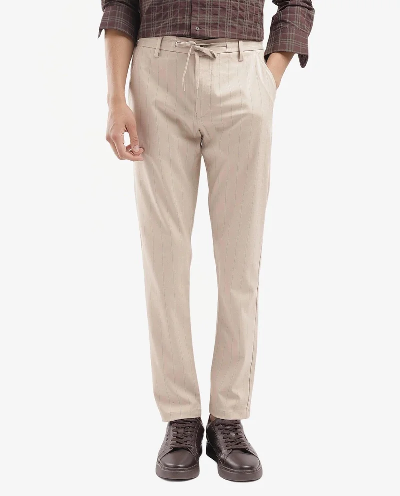 Rare Rabbit Men's Striped Drawstring Closure Trouser