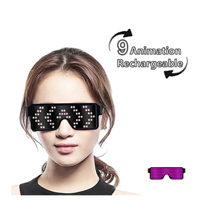 LED Glasses White 192 Soft LED Beads Rechargeable - 9 Dynamic Pictures DIY Patterns BT Control for Rave Festivals Bars Clubs Costume Parties - Image 5