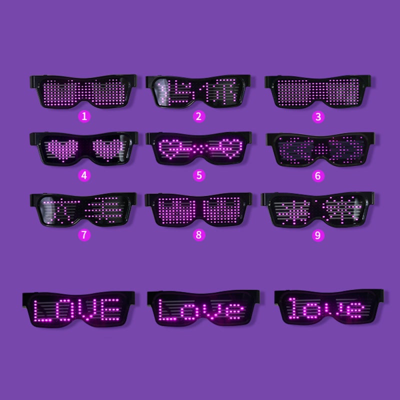 LED Glasses White 192 Soft LED Beads Rechargeable - 9 Dynamic Pictures DIY Patterns BT Control for Rave Festivals Bars Clubs Costume Parties - Image 4