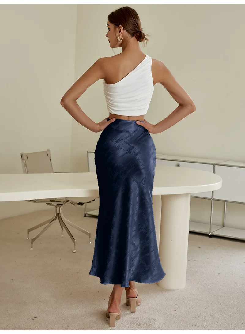 SIMPLEE Women's casual high waisted A-line skirt slim fit long skirt