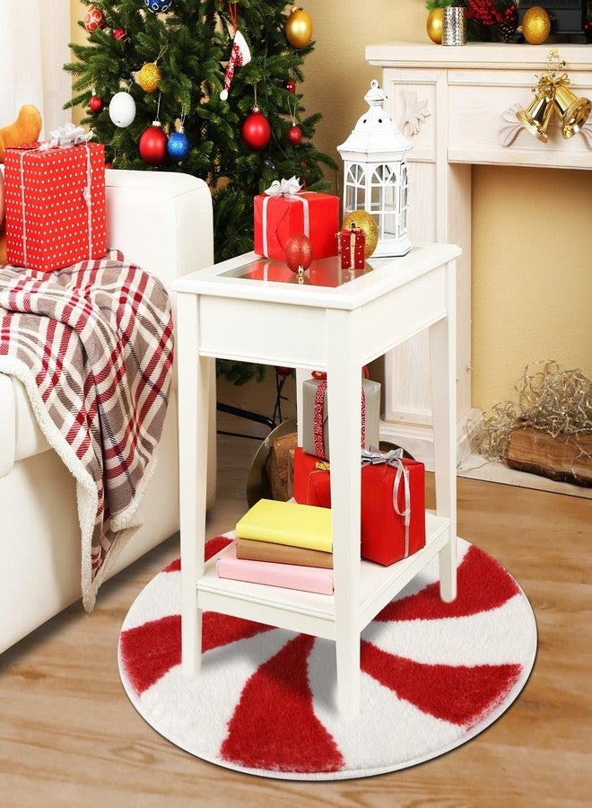 فيبسنو سجادة حمام واحدة من فيبسناو، ديكور عيد الميلاد، سجادة حمام شتوية حمراء وبيضاء بنمط حلوى عيد الميلاد، سجادة باب مانعة للانزلاق وماصة للماء مع ظهر قابل للغسل، مناسبة لحوض الاستحمام وغرفة المعيشة وغرفة الطعام وغرفة النوم وغرفة الأطفال في العطلات - Image 4