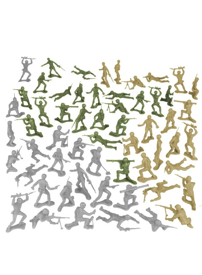 Tim Mee Toy جنود الجيش البلاستيكي تيم مي OD الأخضر، تان ورمادي 72 قطعة - صنع في الولايات المتحدة - Image 4