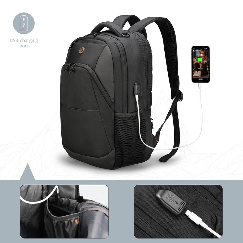 Swissdigital Design Business Laptop Backpack, College Laptops Backpack with USB Charging Port for Men and Women Fits 16 Inch Notebook, Black-Finder Color Random | SD1670BT013-01 - Image 5
