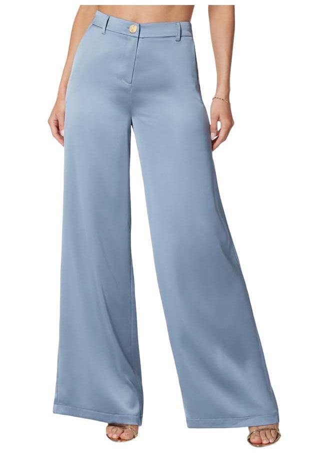 bebe High Waist Ultra Wide Leg Satin Pant  - Image 1