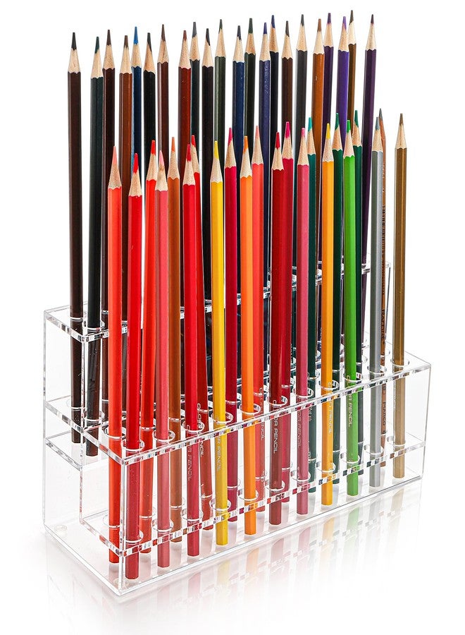 Peohud Acrylic Pen Holder, 44-Slots Pencil Display Stand, Clear Makeup Brush Rack Organizer, Multipurpose Eyebrow Pen Stand for School Office Home Retail Store - Image 1