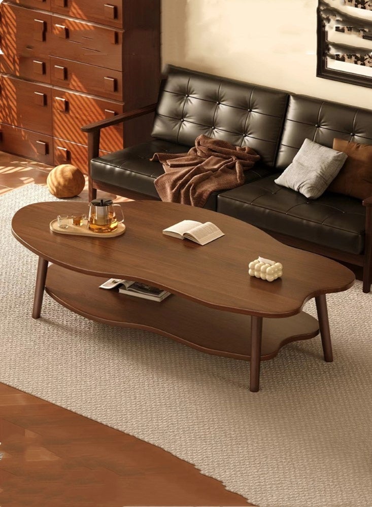 Kutis Double Layer Coffee Table Sofa Side Table Central Table Wood/Density Board Brown 120x50x60 cm - Image 1