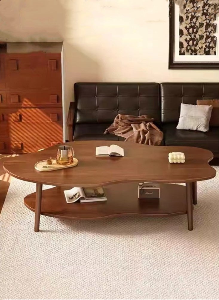 Kutis Double Layer Coffee Table Sofa Side Table Central Table Wood/Density Board Brown 120x50x60 cm - Image 2