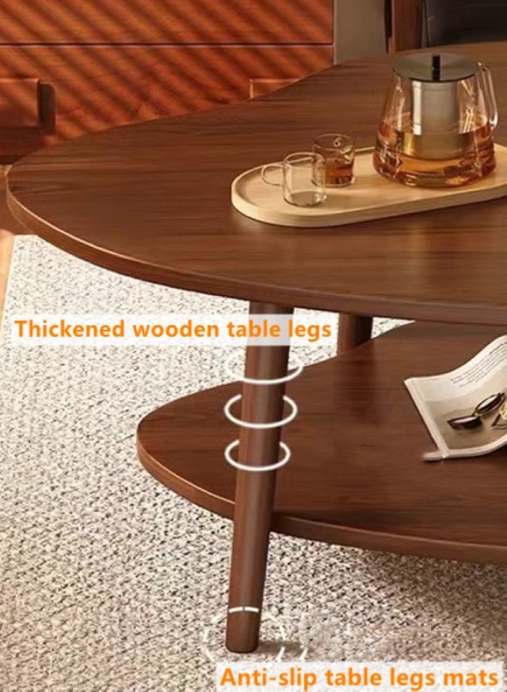 Kutis Double Layer Coffee Table Sofa Side Table Central Table Wood/Density Board Brown 120x50x60 cm - Image 4