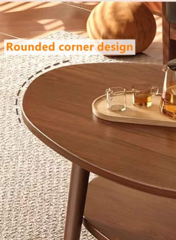 Kutis Double Layer Coffee Table Sofa Side Table Central Table Wood/Density Board Brown 120x50x60 cm - Image 3
