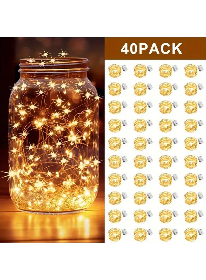 اللون الأبيض 40 قطعة 3 أقدام 2 أضواء خرافية تعمل بالبطارية زخرفة فضاء ثيم LED - Image 1