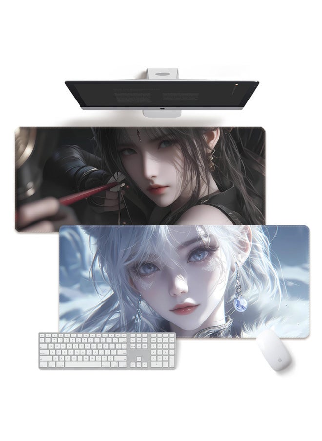 Generic - Anime Style Super Large E-sports Mouse Pad Non-slip Thickened Edge Lock Game Table Pad Keyboard Pad Notebook Male Dormitory-Color:800*300*4mm-Pattern:Travel 6-white Fox - Image 1